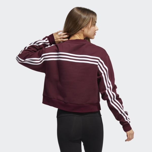 Sweat Ras Du Cou 3 Bandes Adidas Bordeaux