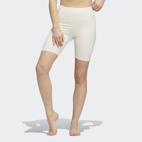 Collants Courts Adidas Yoga 4 Elements Studio Pocket Blanc