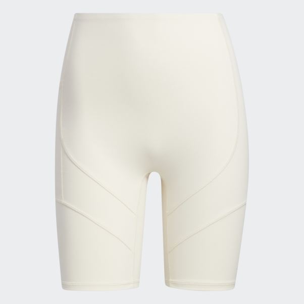 Collants Courts Adidas Yoga 4 Elements Studio Pocket Blanc Chaud