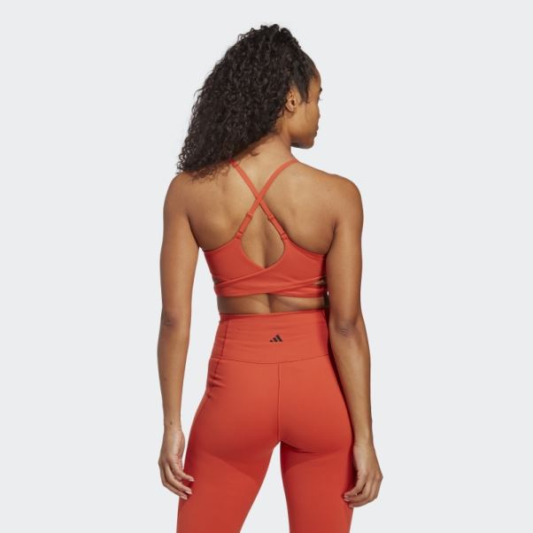 Soutien-gorge Long à Maintien Léger Rouge Yoga Studio Adidas