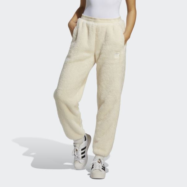 Adidas Essentials+ Pantalon Pelucheux Blanc