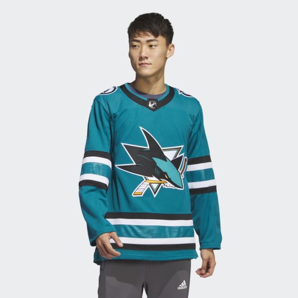 Maillot Sharks Domicile Authentique Adidas Bleu Turquoise