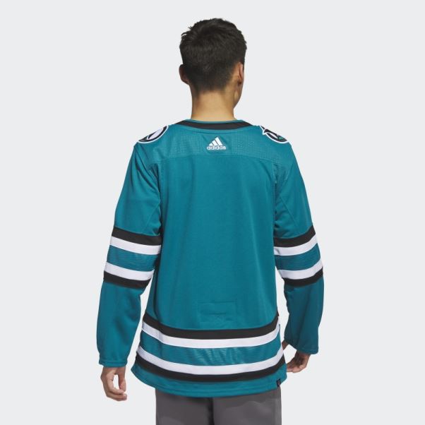 Maillot Sharks Domicile Authentique Adidas Bleu Turquoise