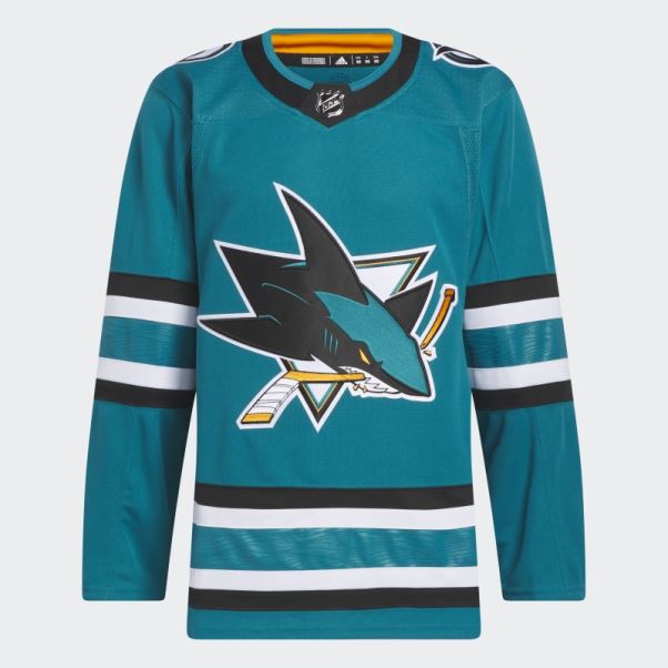 Maillot Sharks Domicile Authentique Adidas Bleu Turquoise