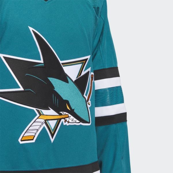 Maillot Sharks Domicile Authentique Adidas Bleu Turquoise