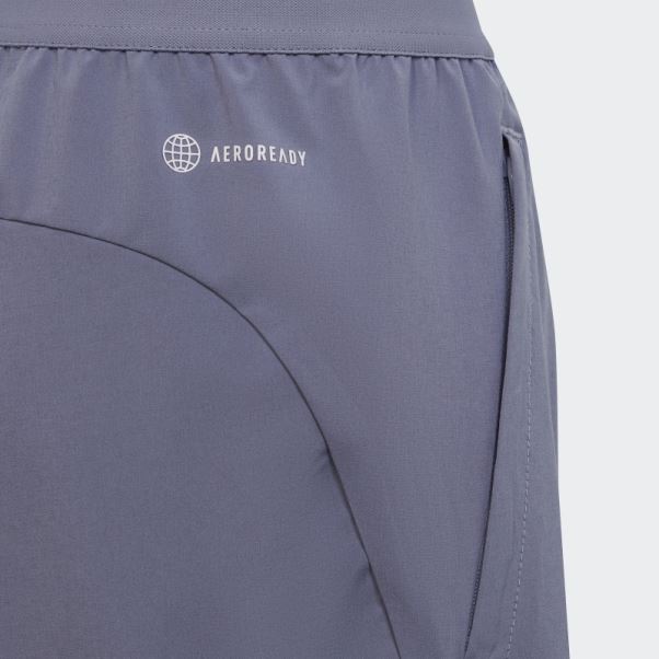 Adidas Train Icons Aeroready Logo Tissé Short Argent Violet