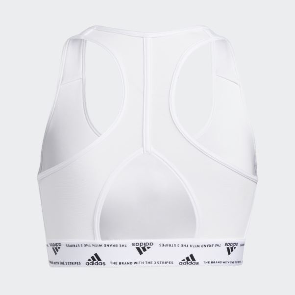 Soutien-gorge Adidas Powerreact Training Medium-support 3-stripes Blanc Chaud
