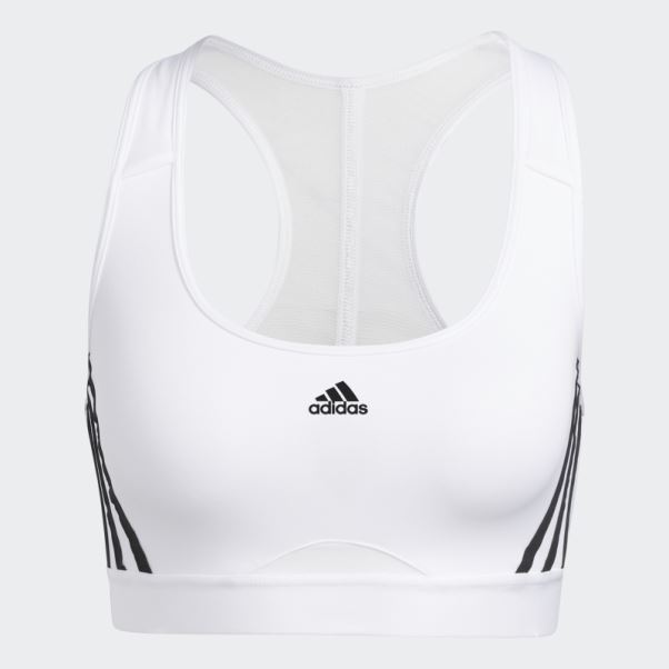 Soutien-gorge Adidas Powerreact Training Medium-support 3-stripes Blanc Chaud