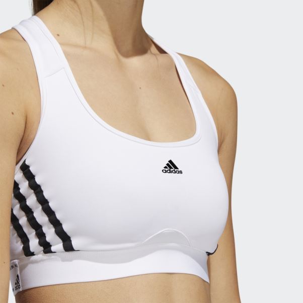 Soutien-gorge à 3 Bandes à Maintien Moyen Adidas Powerreact Training Blanc Chaud