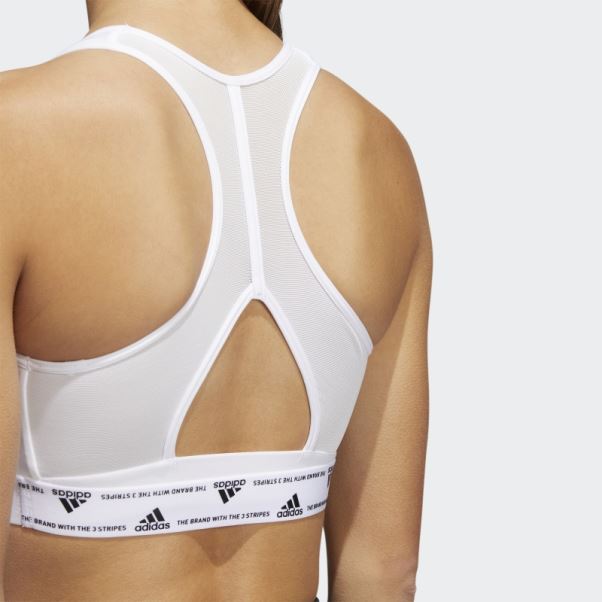 Soutien-gorge à 3 Bandes à Maintien Moyen Adidas Powerreact Training Blanc Chaud