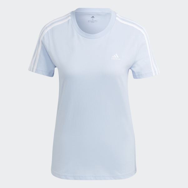 Adidas Essentials Slim 3-stripes T-shirt Bleu Aube
