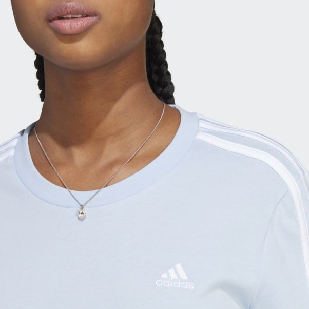 Adidas Essentials Slim 3-stripes T-shirt Bleu Aube