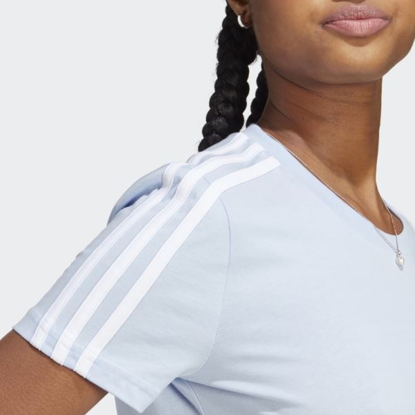 T-shirt Essentiel Slim à 3 Bandes Adidas Bleu Aube
