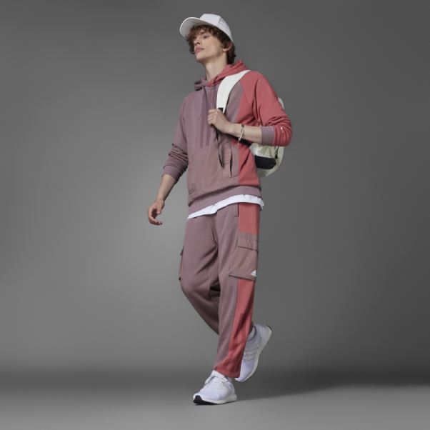 Sweat à Capuche Violet Adidas Colorblock French Terry
