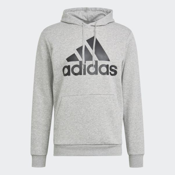 Sweat à Capuche Essentials Polaire Gros Logo Adidas Gris Moyen