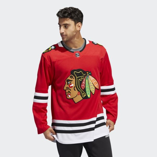 Adidas Maillot Domicile Authentique Des Blackhawks Rouge