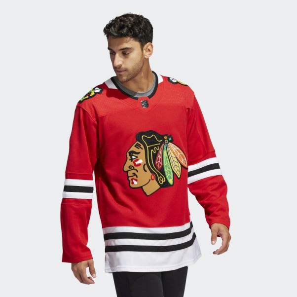 Adidas Maillot Domicile Authentique Des Blackhawks Rouge
