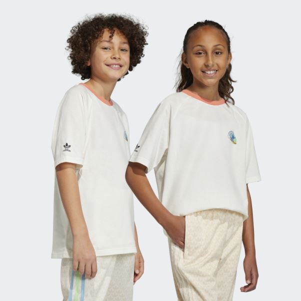 Adidas T-shirt Blanc Imprimé Graphique