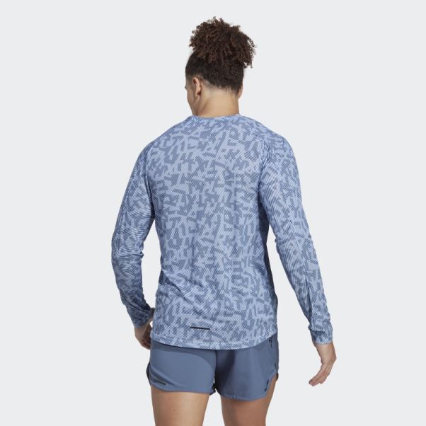 Adidas Terrex Trail Running T-shirt Manches Longues Bleu Aube