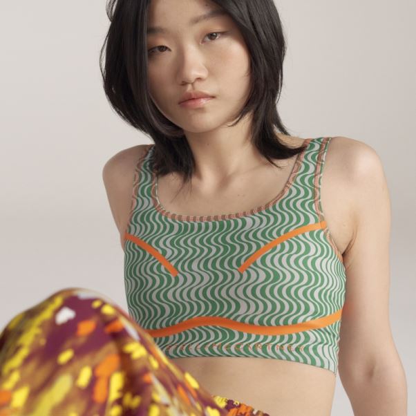 Adidas By Stella Mccartney Haut Court Imprimé Truepurpose Vert Chaud