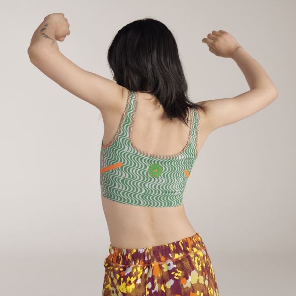 Adidas By Stella Mccartney Haut Court Imprimé Truepurpose Vert Chaud