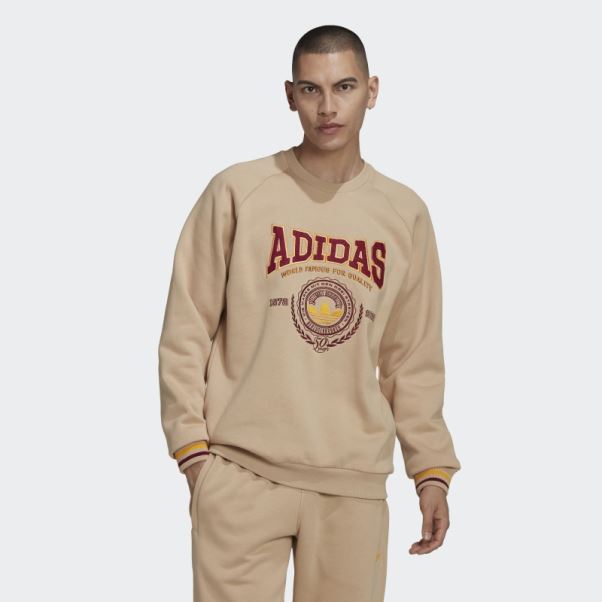 Adidas Sweat à Col Rond Beige Varsity
