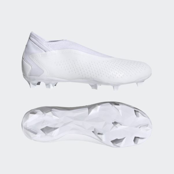 Predator Precision.3 Bottes Sans Lacets Pour Sol Ferme Adidas Blanc