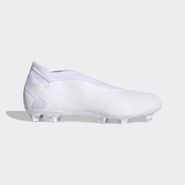 Predator Precision.3 Bottes Sans Lacets Pour Sol Ferme Adidas Blanc