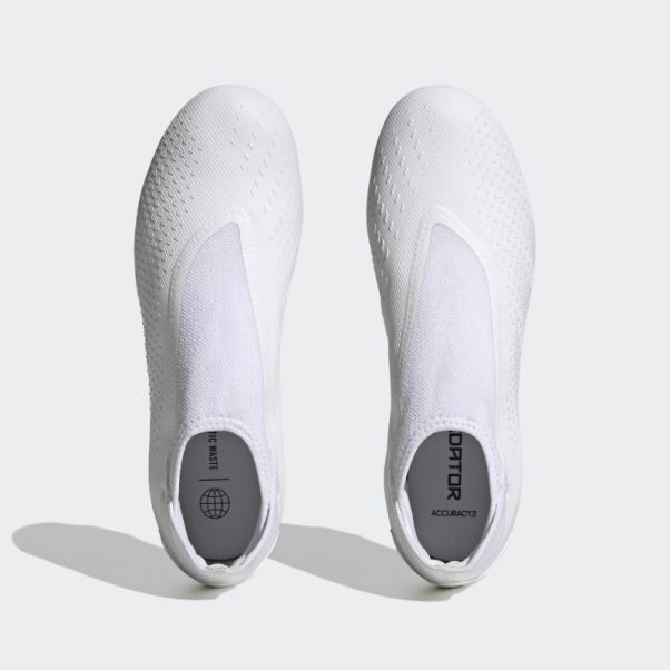 Predator Precision.3 Bottes Sans Lacets Pour Sol Ferme Adidas Blanc