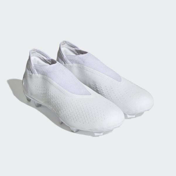 Predator Precision.3 Bottes Sans Lacets Pour Sol Ferme Adidas Blanc