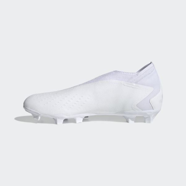 Predator Precision.3 Bottes Sans Lacets Pour Sol Ferme Adidas Blanc