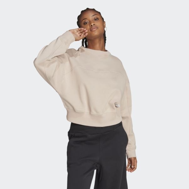 Sweat Adidas Lounge Polaire élégant Taupe