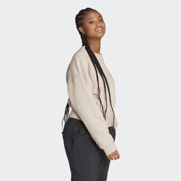 Sweat Adidas Lounge Polaire élégant Taupe