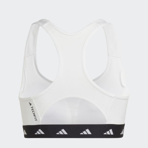 Soutien-gorge Techfit à Maintien Moyen Adidas Powerreact Training Blanc
