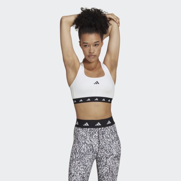 Soutien-gorge Techfit à Maintien Moyen Powerreact Training Blanc Adidas