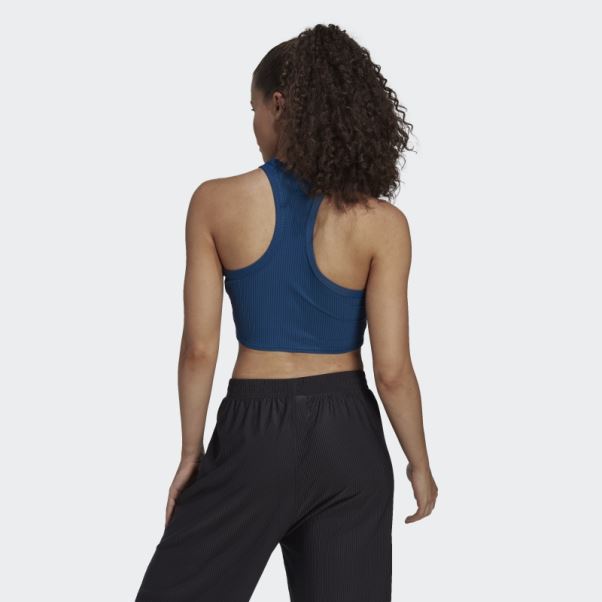 Yoga Studio Débardeur Côtelé Enveloppé Bleu Marine Adidas