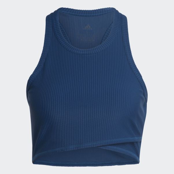 Yoga Studio Débardeur Côtelé Enveloppé Bleu Marine Adidas