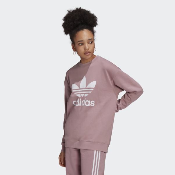 Sweat Ras Du Cou Adidas Mauve Trèfle