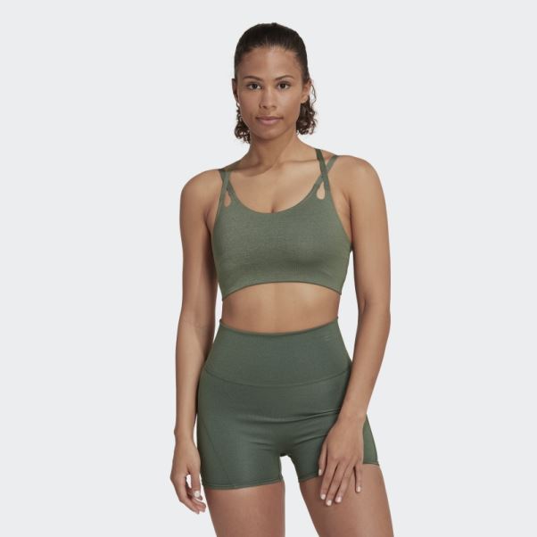 Soutien-gorge De Yoga Luxe Studio Light-support Fire Oxyde Vert Adidas