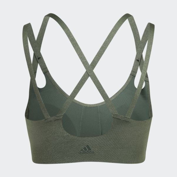 Soutien-gorge De Yoga Luxe Studio Light-support Fire Oxyde Vert Adidas