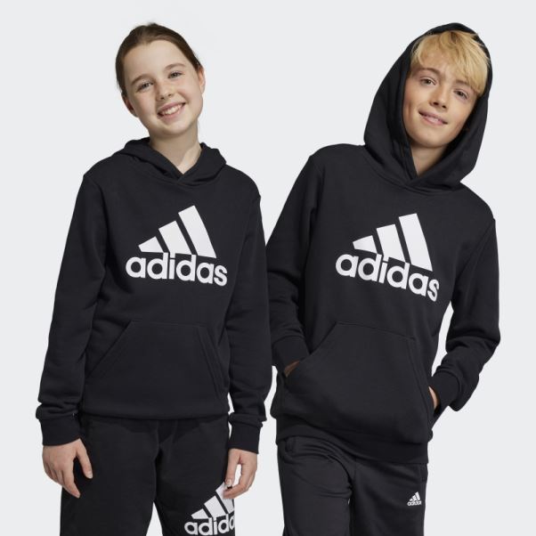Sweat à Capuche En Coton Adidas Gros Logo Essentials Noir