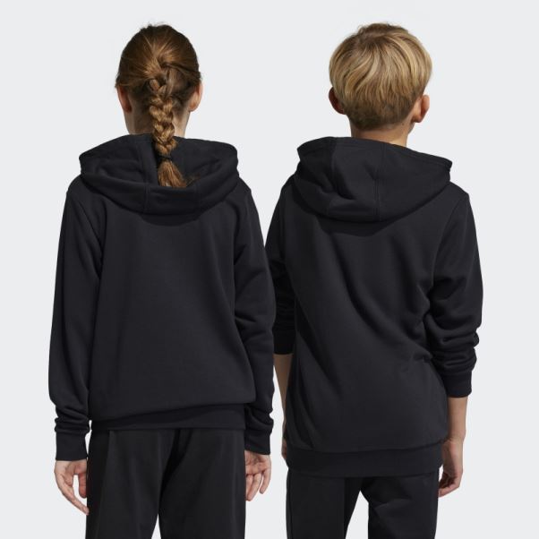 Sweat à Capuche En Coton Adidas Gros Logo Essentials Noir