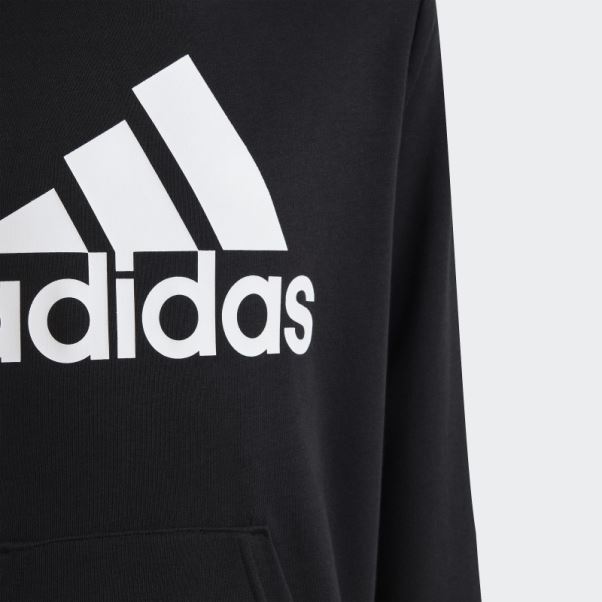 Sweat à Capuche En Coton Adidas Gros Logo Essentials Noir