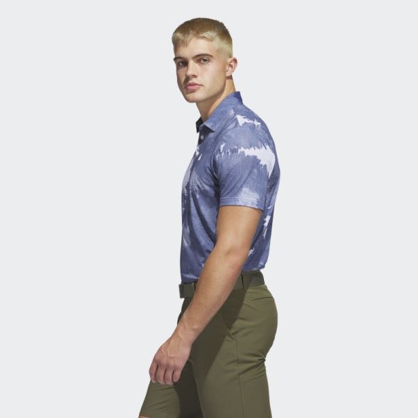 Adidas Polo De Golf Blanc à Fleurs En Maille