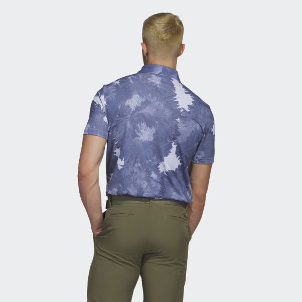 Adidas Polo De Golf Blanc à Fleurs En Maille