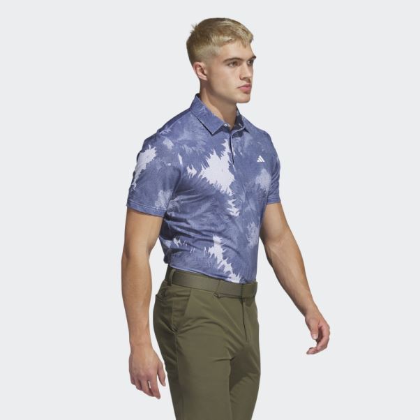Adidas Polo De Golf Blanc à Fleurs En Maille