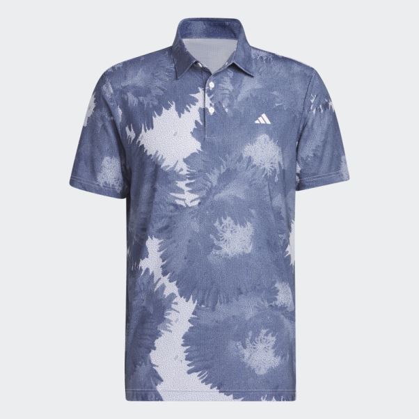 Adidas Polo De Golf Blanc à Fleurs En Maille