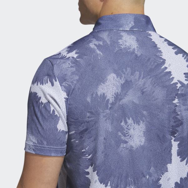 Adidas Polo De Golf Blanc à Fleurs En Maille
