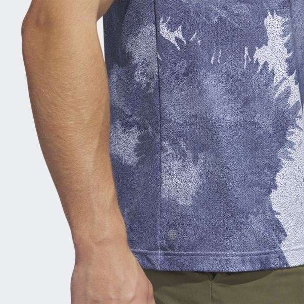 Adidas Polo De Golf Blanc à Fleurs En Maille