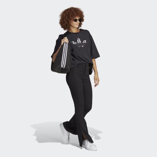 T-shirt Adidas Originals Trèfle Pied-de-poule Noir